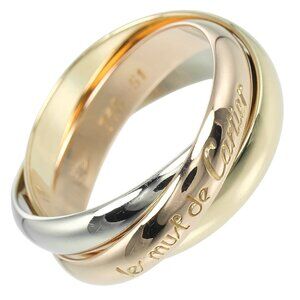 CARTIER Trinity Ring 0.1" band K18 Gold (YGxPGxWG) #5.8(US Size) 7.26g Women
